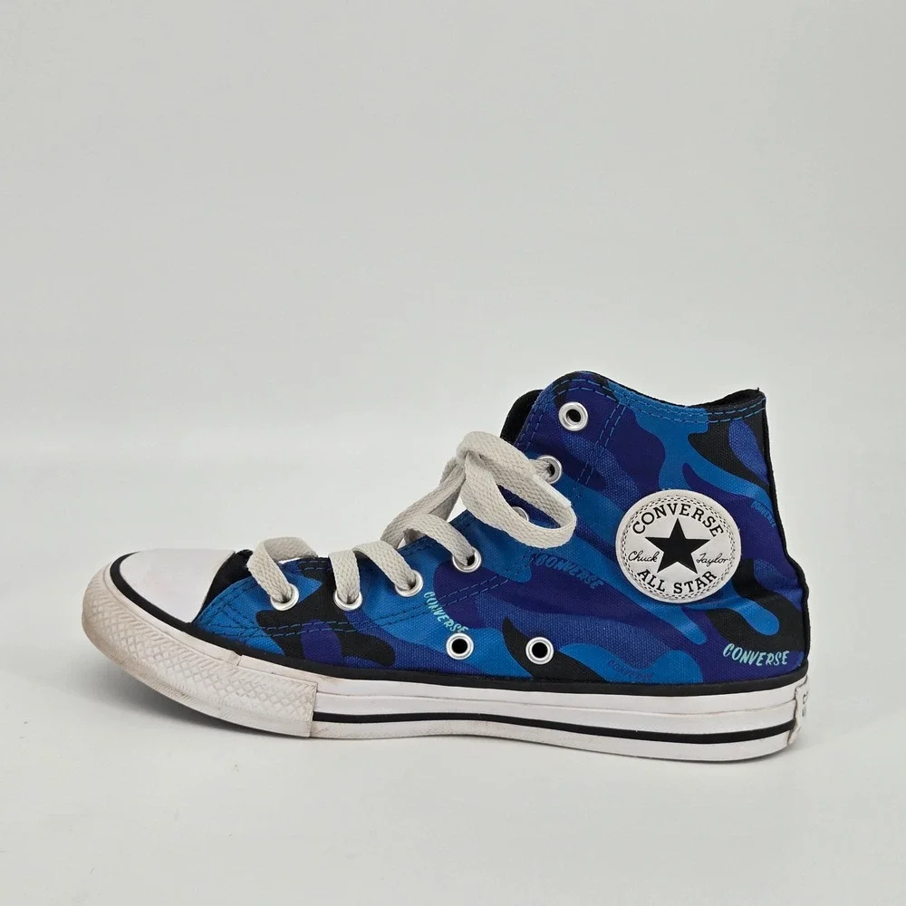 Converse Chuck Taylor All Star High Top Blue Camo Youth Sneakers Size 3